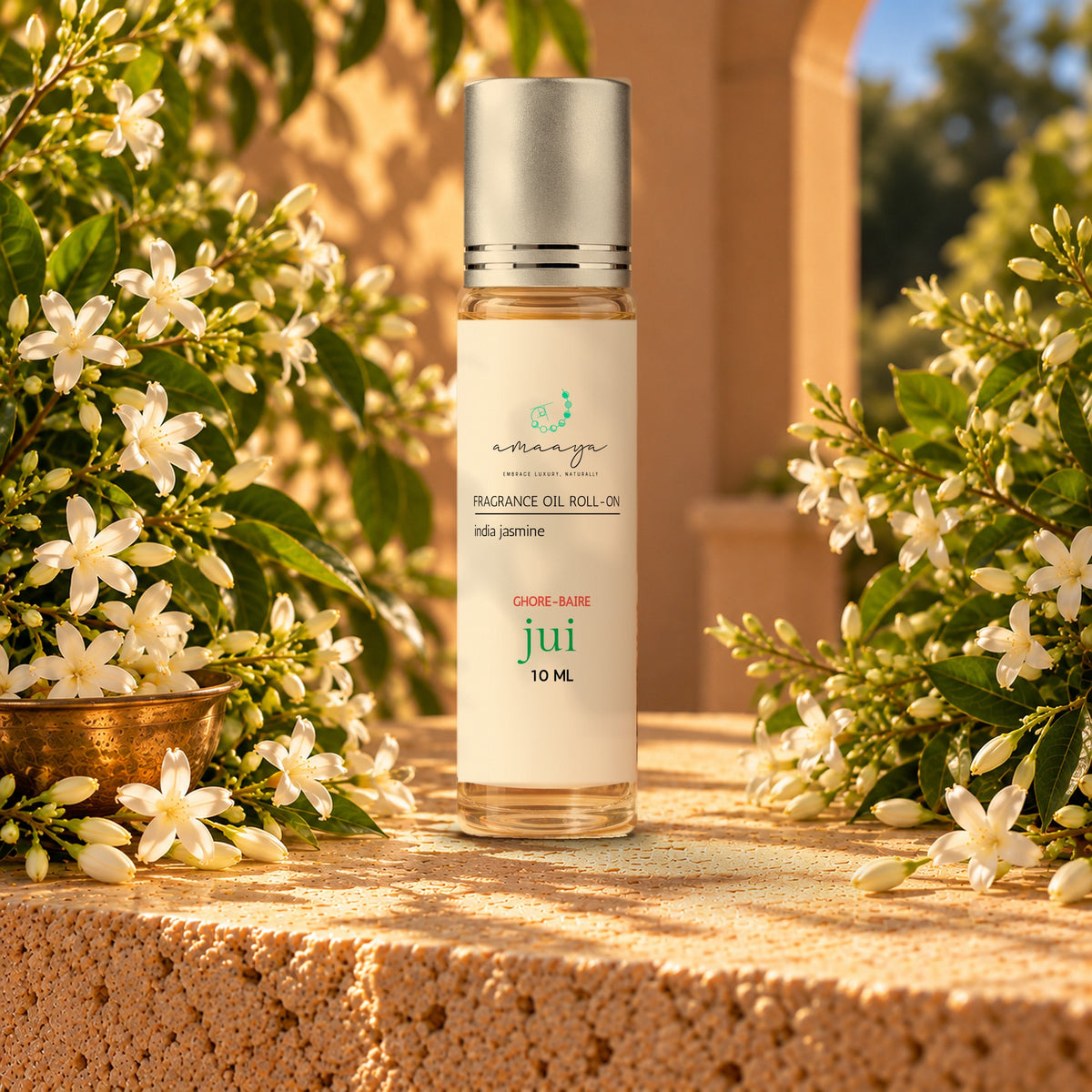 Amaaya Jui India jasmine fragrance oil roll-on, 10 ml, Ghore Baire range