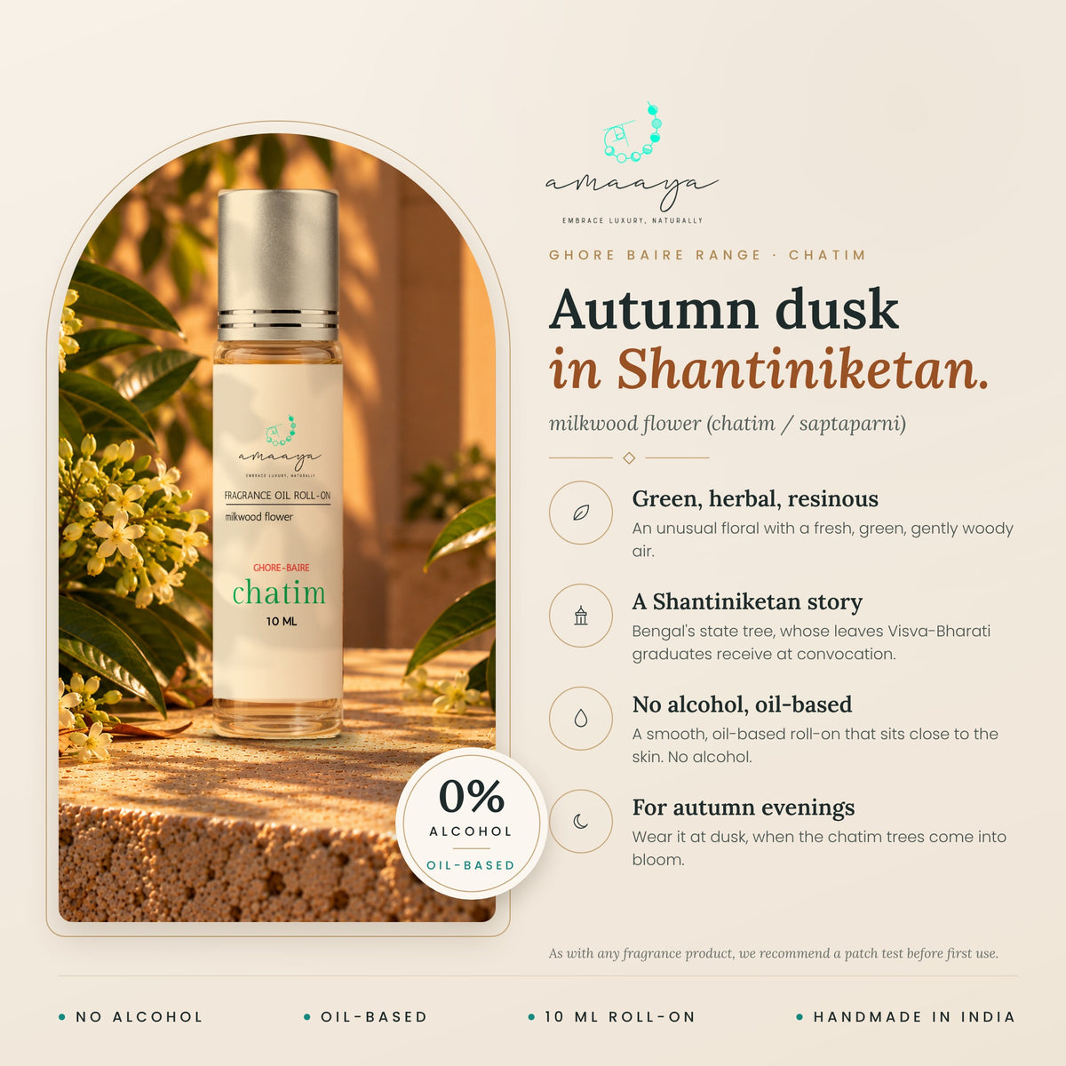 Chatim benefits: green herbal resinous, a Shantiniketan story, no alcohol, oil-based