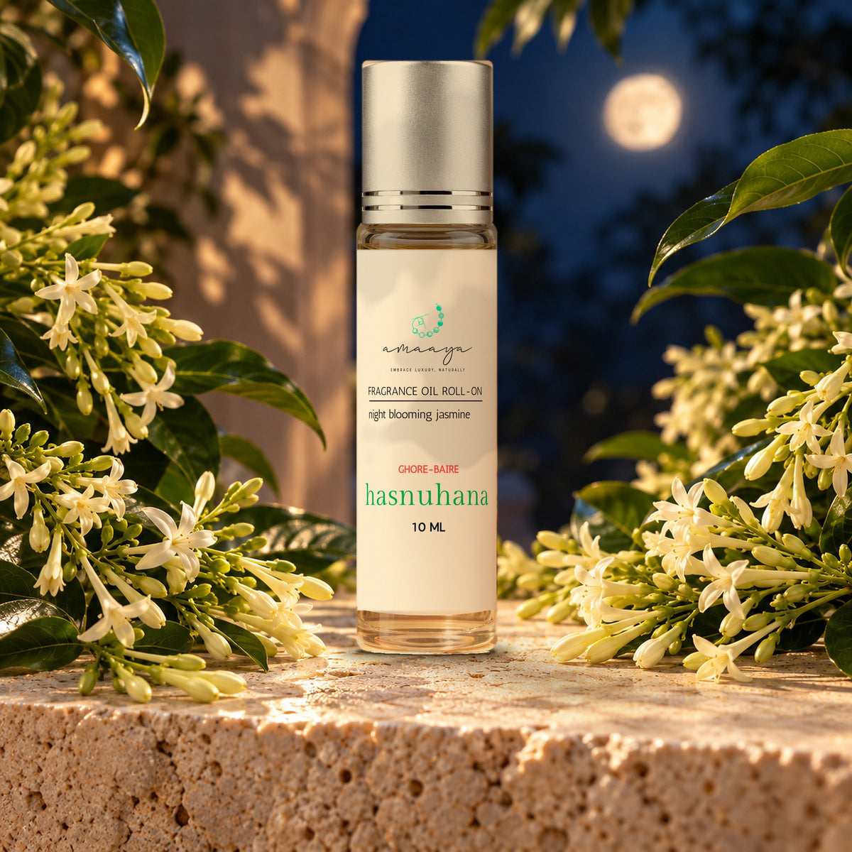 Amaaya Hasnuhana night-blooming jasmine fragrance oil roll-on, 10 ml, Ghore Baire range