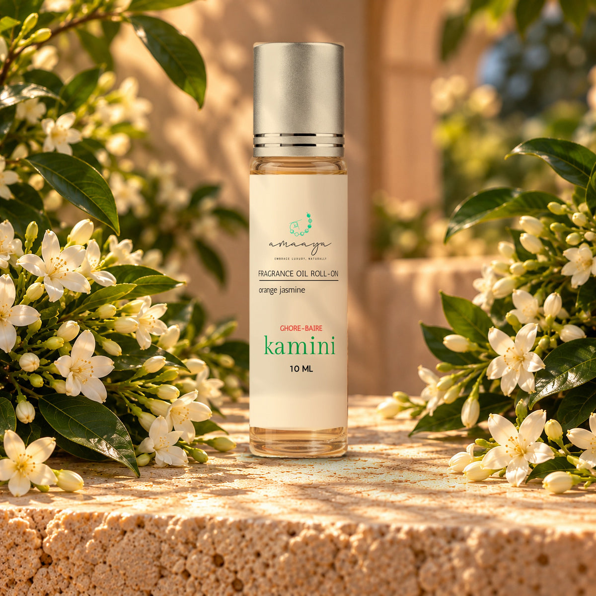 Amaaya Kamini orange jasmine fragrance oil roll-on, 10 ml, Ghore Baire range