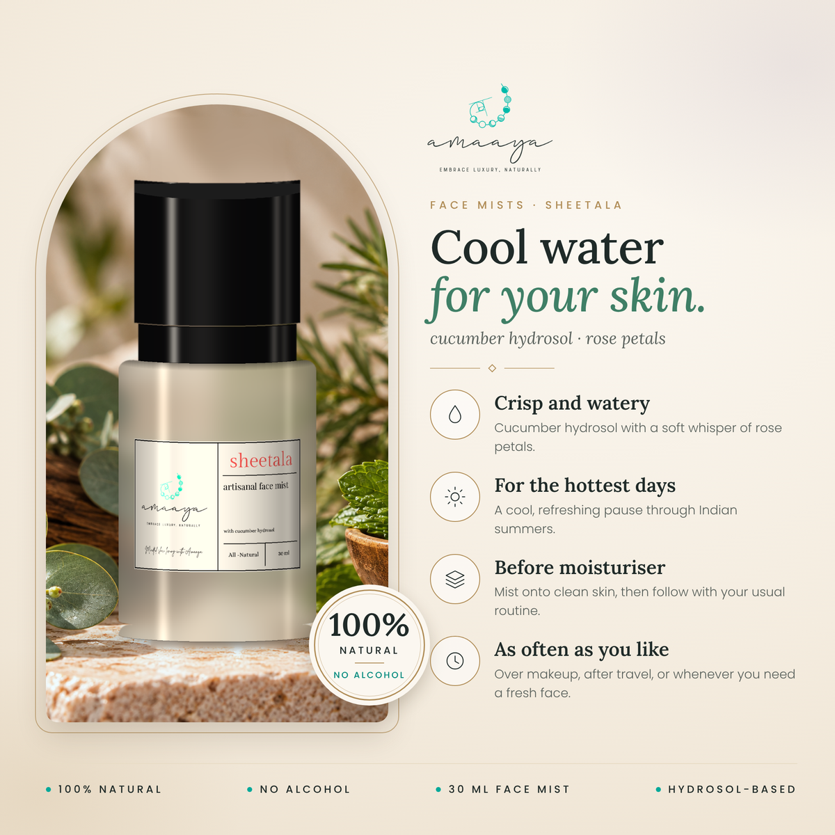 Amaaya Sheetala face mist benefits: 100% natural, no alcohol