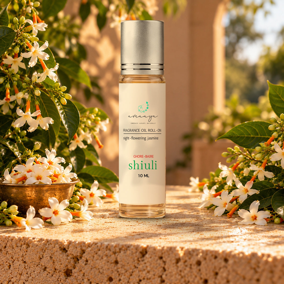 Amaaya Shiuli night-flowering jasmine fragrance oil roll-on, 10 ml, Ghore Baire range